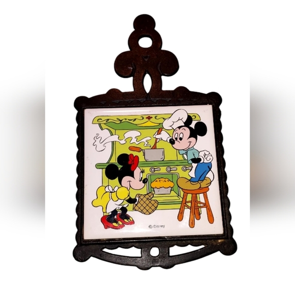 Vintage 1970s Disney Mickey and Minnie Decorative Trivet Japan - Picture 1 of 3